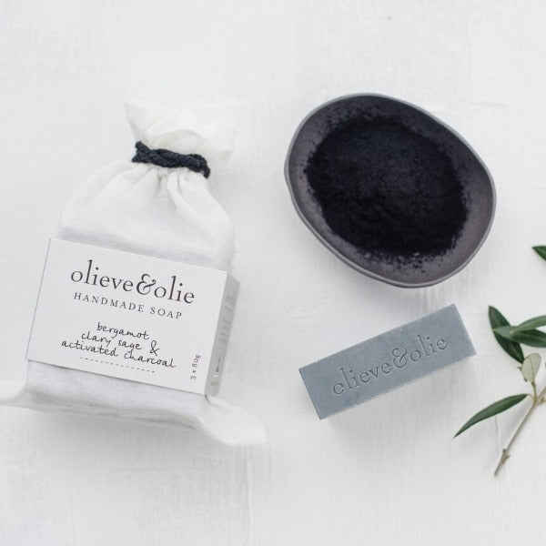 Olieve & Olie 3 Pack Soap Blue Gum, Cedarwood & Bentonite Clay