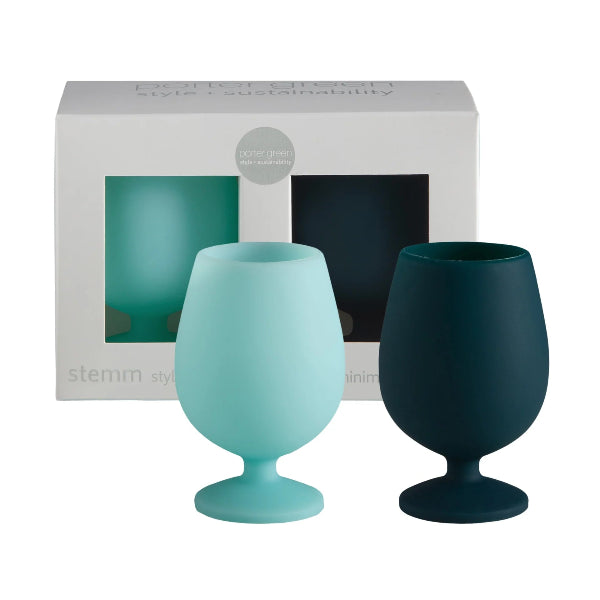 Porter Green Silicone Unbreakable Wine Glasses Stemn Mist &amp; Ink