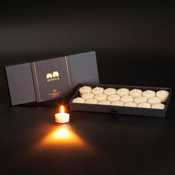 Queen B Black Label 20 Beeswax Tealight Candles 4 hour Burn Time