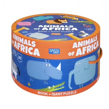 Sassi Book &amp; Giant Puzzle Animals of Africa 30 pcs