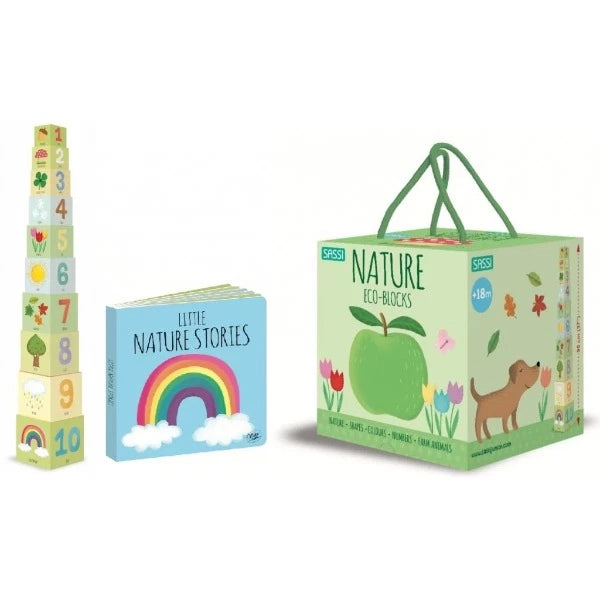 Sassi Nature Eco Blocks & Book Set 10 pcs