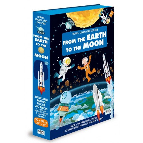 Sassi Puzzle &amp; Book Set From the Earth to the Moon 200 pcs