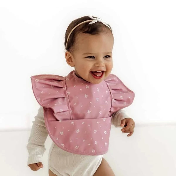 Snuggle Hunny Kids Bib Pink Fleur Frill