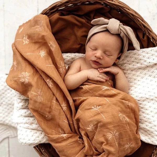 Snuggle Hunny Kids Organic Muslin Wrap Bronze Palm