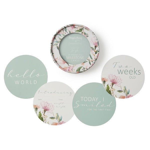 Snuggle Hunny Kids Reversible Milestone Cards Wattle & Sage