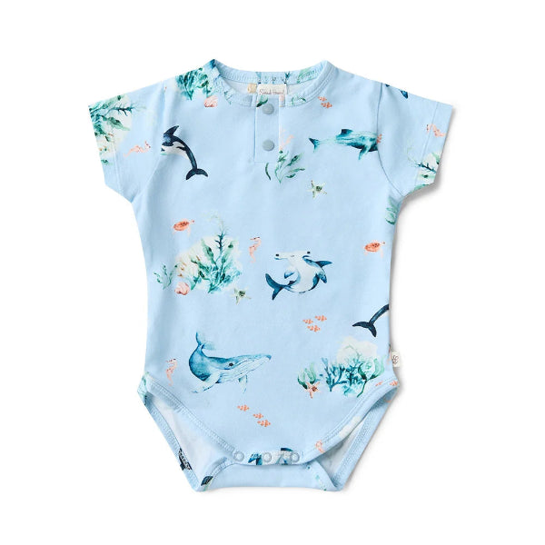 Snuggle Hunny Kids Clothing Short Sleeve Bodysuit 3-6 Months Ocean Blue (00)