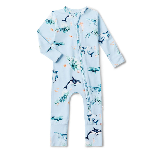 Snuggle Hunny Kids Clothing Snugglesuit Convertible Romper 3-6 Months (00) Blue Ocean