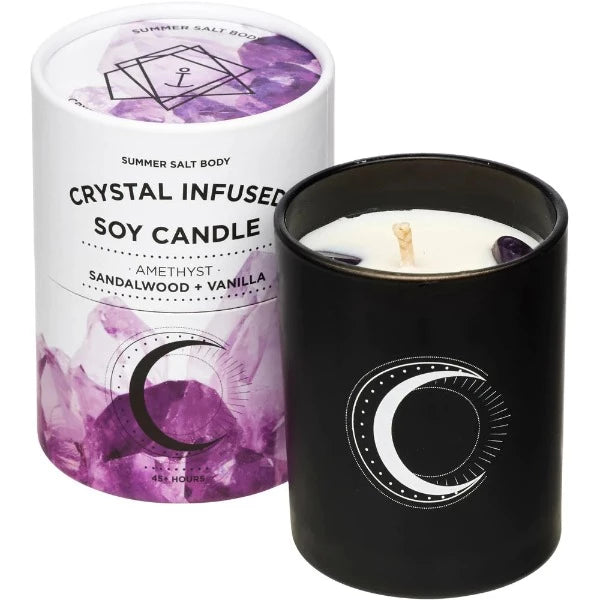 Summer Salt Body Crystal Soy Candle Amethyst Sandalwood &amp; Vanilla