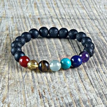 Chakra Lava Bead Bracelet 10mm