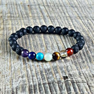 Chakra Lava Bead Bracelet 8mm