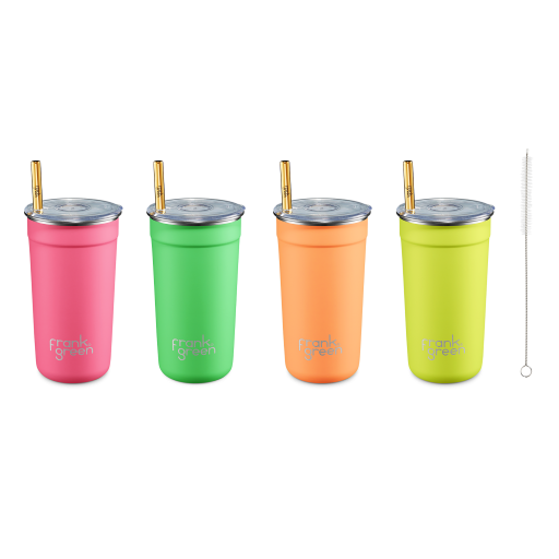 Frank Green 16oz Stainless Steel Reusable Party Cup 4 Pack Neon