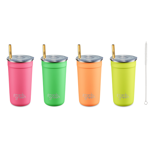 Frank Green 16oz Stainless Steel Reusable Party Cup 4 Pack Neon 