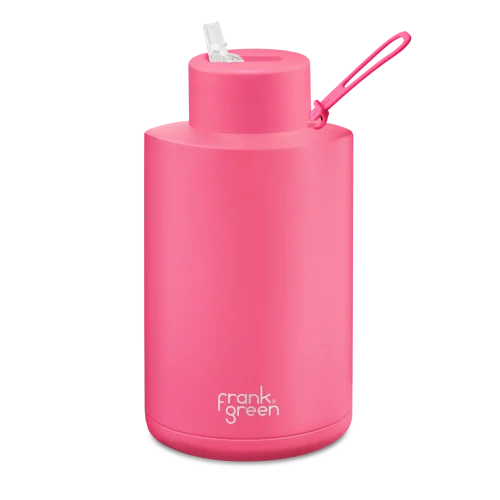 Frank Green 68oz Stainless Steel Ceramic Bottle with Straw Lid Neon Pink