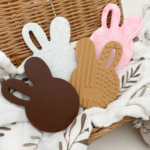 One Chew Three Silicone Bunny Teether Milk Chocolate