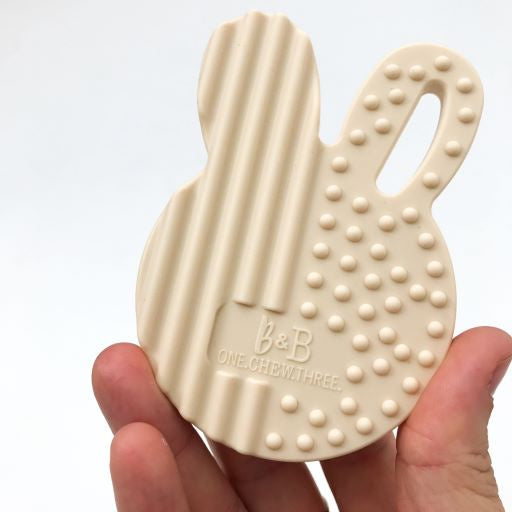 One Chew Three Silicone Bunny Teether Cream